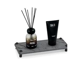 Marble Drying Stone, 11 x 4 .5 inch Water Absorbing Sink Organizer for Bathroom Diatomaceous Earth Stone Drying Tray Instant Dry Sink Caddy Soap Dispenser Sponge Holder (Marble Gray)