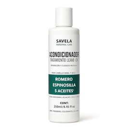 ACONDICIONADOR LEAVE-ON CON ACEITE DE ROMERO, ESPINOSILLA Y 5 ACEITES PARA REPARACIÓN Y CUIDADO INTENSIVO 250Ml. ARGAN, MACADAMIA, AGUACATE, COCO Y JOJOBA.