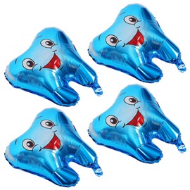 Luxshiny Tooth Party Balloons - 4pcs Funny Teeth Themed Birthday Baby Shower Birthday Party Supplies Decor for Kids Blue