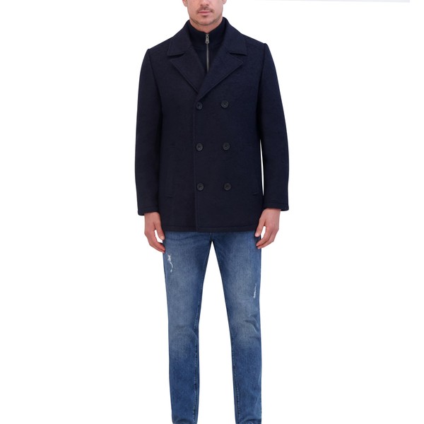 Kenneth Cole Men's Wool Top Coat, Navy