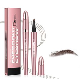 2025 Magic Eyebrow Pencil, 3D Microblading, with 4 Fork Tips, Waterproof Eyebrow Pencil, Long-Lasting Magic Brow Pencil, Creates Effortless Natural Looking Brows (Dark Brown)