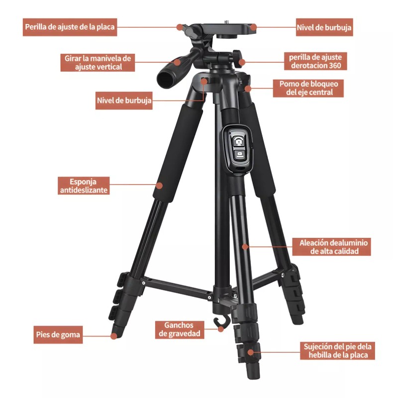Trípode Para Celular/cámara 140cm Con Bluetooth Remoto