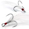 FishTrip Feathered Treble Hooks Fishing, 15Pcs Dressed Treble Hook Size