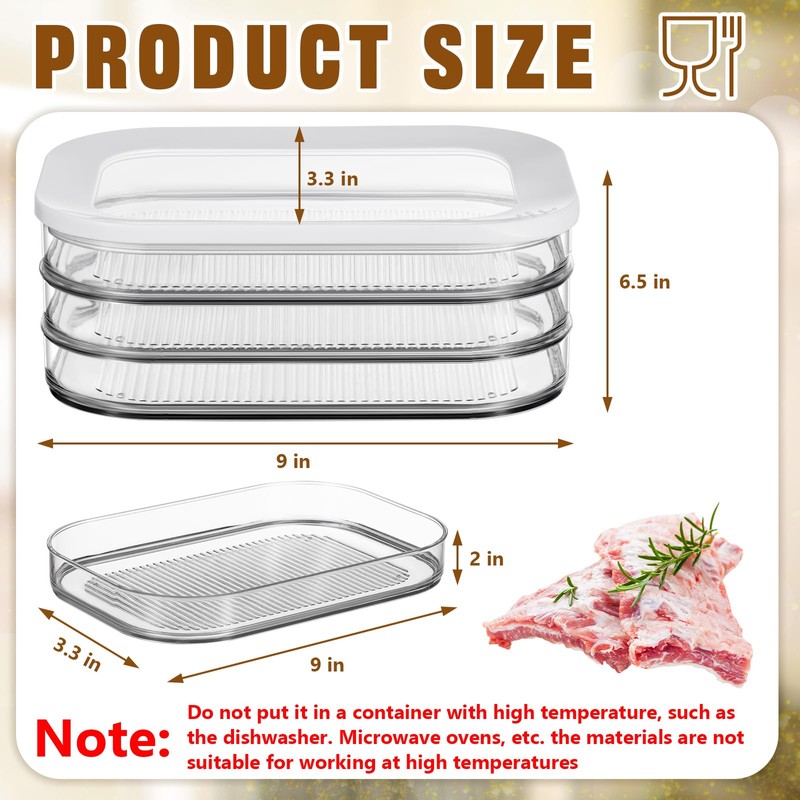 Tioncy 2 Pcs Deli Meat Container Fridge Bacon Container for