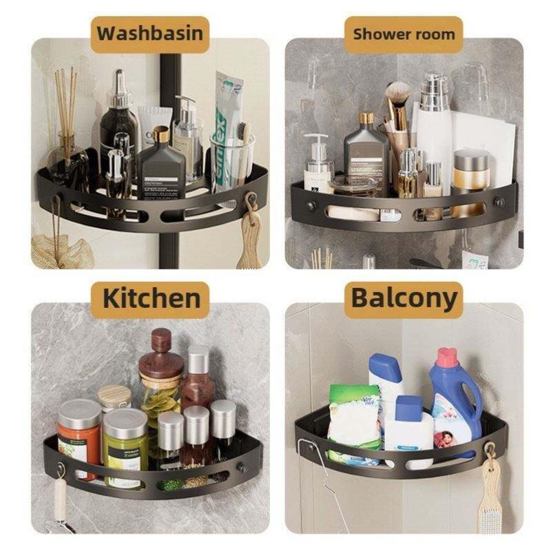 JORMEY Corner Shower Rack - Three-Piece No-Drill Corner Shelf Set,