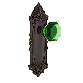 Nostalgic Warehouse 725258 Victorian Plate Privacy Waldorf Emerald Door Knob in Timeless Bronze, 2.375