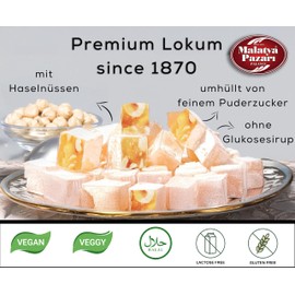 Palanci | Lokum – Vegane Süßigkeiten 250 g | Turkish Delight | Rose, Granatapfel, Pistazie, Haselnuss, Fruchtmix & Klassisch | Türkischer Honig | Jelly Fruit | Süßigkeiten (mit Haselnüssen)