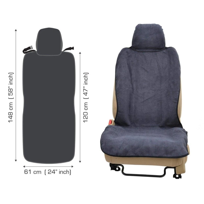 BDK ST-001 UltraFit Waterpoof Front Car Seat Towel Cover Black