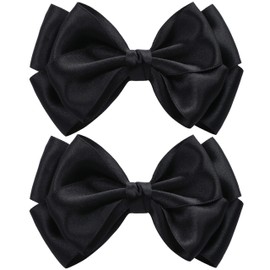 ZOLYCO Large Big 6 Inch Hair Bows for Girls Thick Ribbon Boutique Alligator Clips Hair Accessories for Baby Girls Toddlers Kids Teens 2 PCS (Black)