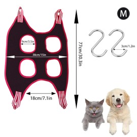 LuckyOpt Dog Grooming Hammock Harness, Pet Hammock for Grooming with 2 S Hooks, Dog Sling Harness for Cats&Dogs Teeth Cleaning, Shower, Nail Clipping Small&Medium Breed (Black M)