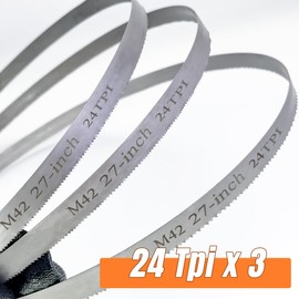 Portable Bandsaw Blades 27 Inch for Milwaukee M12, Band Saw Blades for Dewalt DCS377, Bi-Metal M42, 27" x 1/2" x 0.02", 24 TPI, 3 Pack