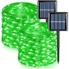 QITONG 2 Pack Green Solar Fairy Lights, Each 66ft 200