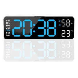 Reloj De Pared Digital Con Termómetro, Alarmas Y Calendario                                                                                           