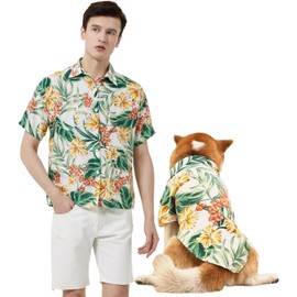 Dog Shirt Hawaiian Dog and Cat Summer T-Shirts Dog Style Floral Breathable Cool Clothes Hawaiian Shirts for Dogs and Cats Owner and Pet Shirts are Sold Separately