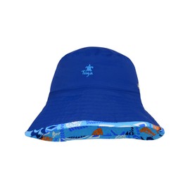 Tuga Boys Reversible Bucket Sun Hat (UPF 50+), Lagoon, Medium