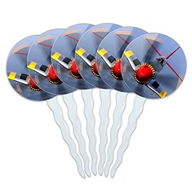 Set of 6 Cupcake Picks Toppers Decoration Guns Weapons Military - World War 2 II Fighter Plane Aircraft