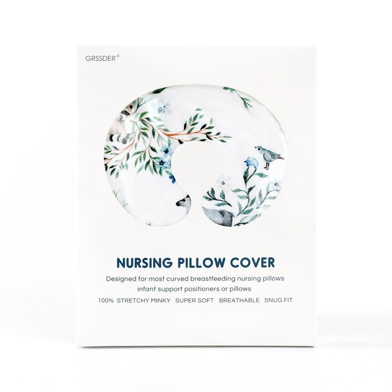 GRSSDER Nursing Pillow Cover, Stretchy Soft Minky Fabric Covers, Fit