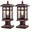 Bronze Post Light 2 Packs, Hardwired Anti-Rust Exterior Light Fixture