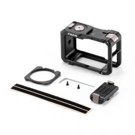 Tilta Camera Cage Compatible with Osmo Action 3, Action 4 Basic Kit Filmmaking Kit with Cold Shoe Receiver, Mounting Base Plate - Black TA-T40-A-B