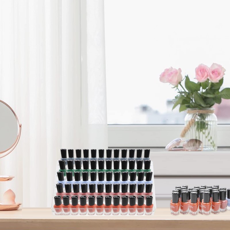 Kingtaily Nail Polish Organizer, 5 Layers Acrylic Display Rack Eyeglasses
