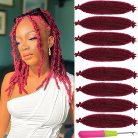 KYNLEY 8 Packs Burgundy Red Marley Hair 24 Inch - Springy Afro Twist, Kinky Braiding & Wrapping Hair for Faux Locs & Soft Locs