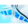 Whale Tail Blue Opal & Clear Cubic Zirconia Line Embellished