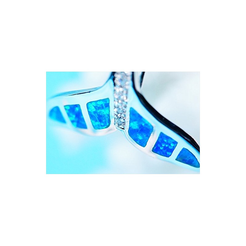 Whale Tail Blue Opal & Clear Cubic Zirconia Line Embellished