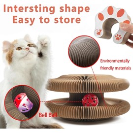 Kitty Curlz, Kitty Curlz Cat Toy - Magic Organ Cat Scratching Board, Snufflepaw Accordion for Cats, Interactive Scratch Pad, Foldable Accordion Cats Toy, Recyclable Cat Scratcher with Ball (1Pcs)