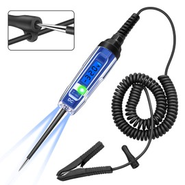 Upgraded 3-72V Automotive Circuit Tester with Voltmeter, Heavy Duty LCD Backlight Display Test Light with 140 Inch Extended Wire & Illumination, Bidirectional DC Voltage Tester Electric Light Test Pen