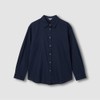 JAJU [JAJU] Soft Linen Blend Long Sleeve Shirt_Navy