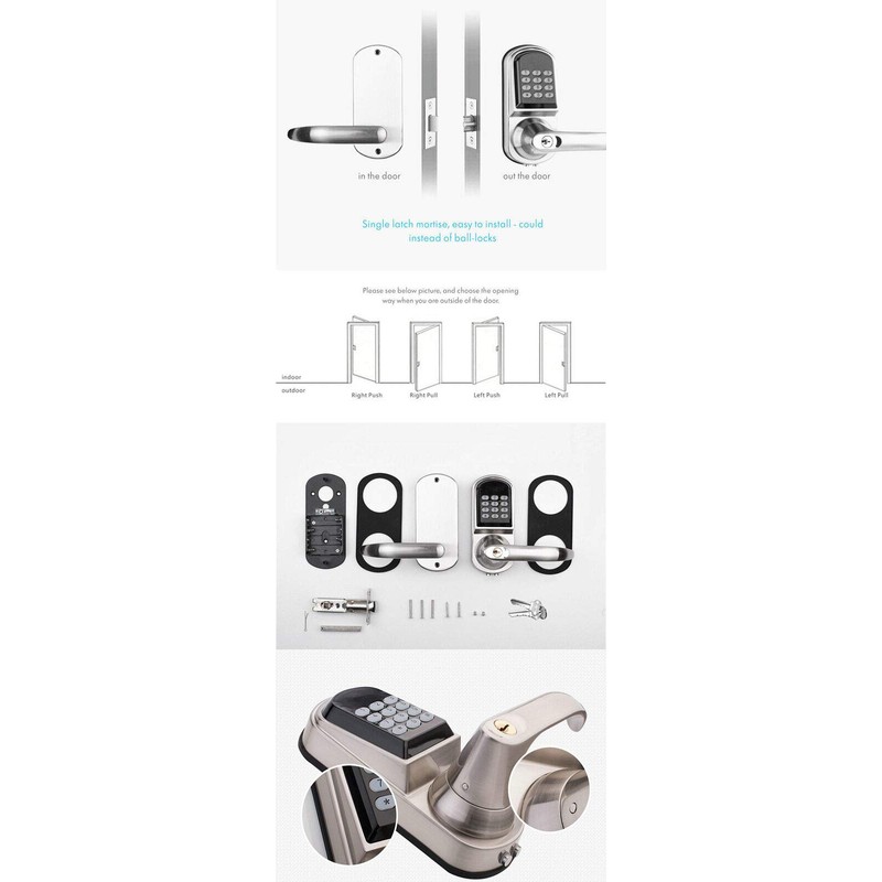 Electronic Auto Door Lock Smart Keyless Touch Password Entry Left