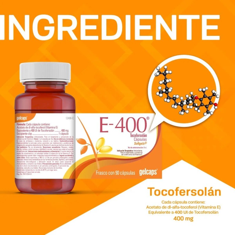 Vitamina E 400mg Dúo 120 Cápsulas Antioxidante Gelcaps
