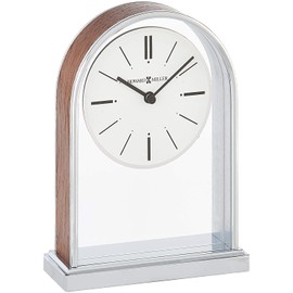 Howard Miller Milan Table Clock 645-768 – Polished Chrome Plated Metal, Clear Acrylic Panel, Arched Silhouette, Chrome-Finished Bezel, Modern Home Décor, Quartz Movement