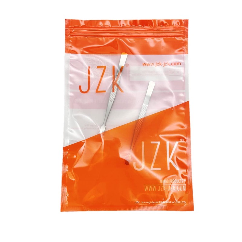 JZK Stainless Steel Flat Head Tweezers, 2Pcs for Philately, Crafting,