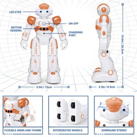 KingsDragon KingsDragon RC Robot Toys for Kids, Gesture & Sensing Programmable Remote Control Smart Robot for Age 3 4 5 6 7 8 Year Old Boys Girls Birthday Gift Present,Orange