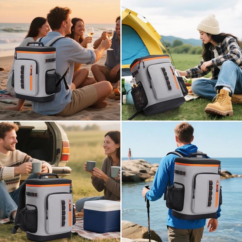 SUNUP 35 Cans Waterproof Cooler Backpack, Soft Insulated Leak Proof