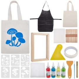 WEBEEDY 21 Piece DIY Screen Printing Set Mushroom Theme Screen Printing Set Includes Wooden Screen Printing Frame Stencils and Tools Screen Printing Starter Set with Instructions for Adults