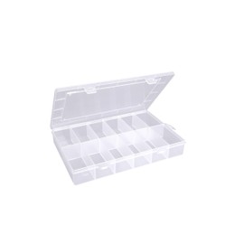 hünersdorff PP-Eco Assortment Box with 12 Compartments, Sturdy Sorting Box for Screws and Other Small Parts, Fixed Compartments, 23.3 x 33.9 x 5.8 cm, Transparent