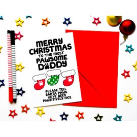 Merry Christmas Card for Pet Owners, Pawsome Daddy From Dogs, Cats, Furry Children, Pets