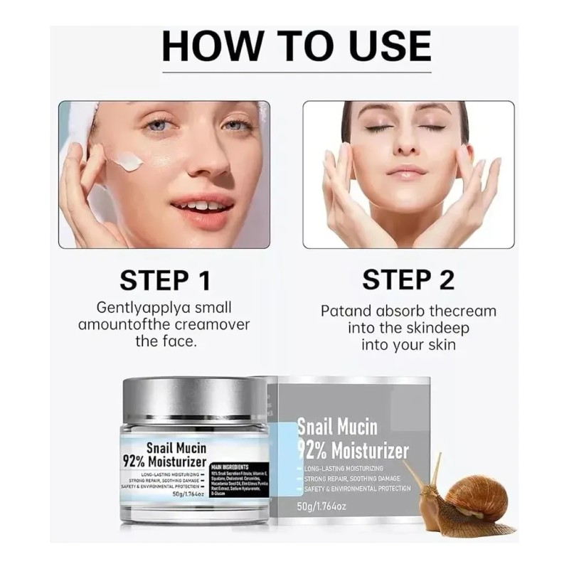 Gel Facial Diario Snail Mucin 92% Hidratante, Crema De
