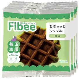 Mitsukan Fibee Mugyutto Waffle Matcha Green Tea (Fermented Dietary Fiber, Healthy Okara Stomach ◎), Dietary Fiber, Small Stomach Filling, Long Life, 1 x 4 Pieces