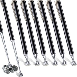 Patelai Telescoping Magnetic Grabbers Magnetic Pick-Up Tool with Pocket Clip Telescopic Retrieving Magnet for Screws Nuts Pins, 25 Inch (Black,8 Pieces)
