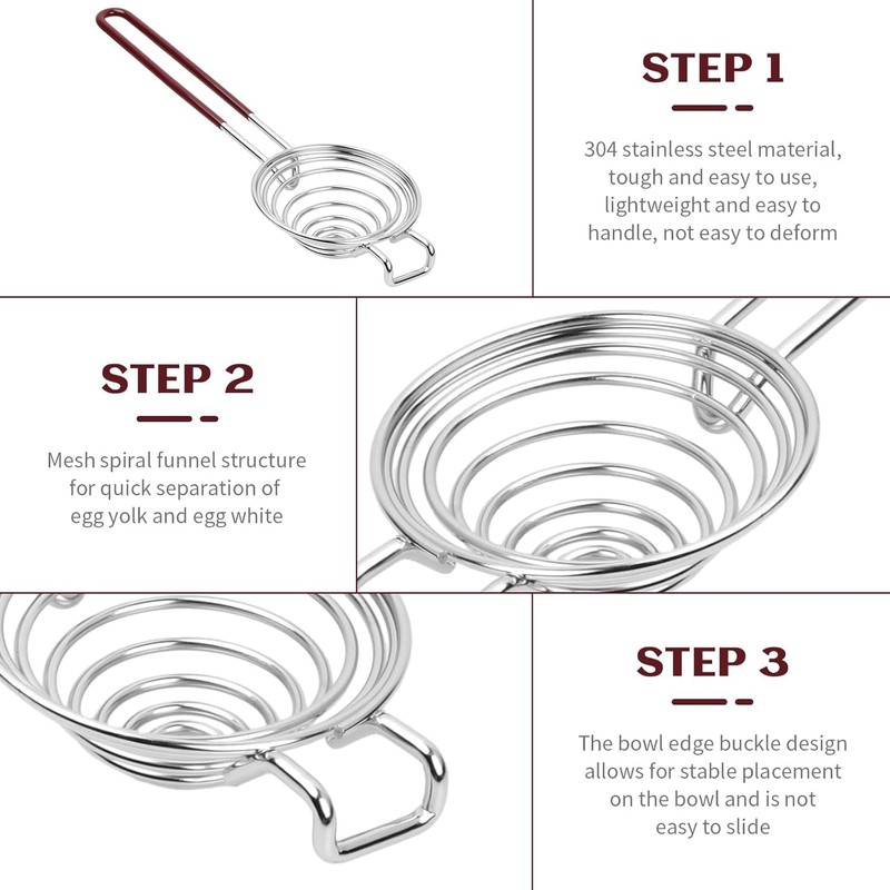 Stainless Steel Egg Separator Tool, Long Handled Egg Yolk Separator,