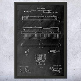 Piano Keyboard Patent Framed Print (11x14) Musician Gifts, Piano Key Art, Music Wall Art, Piano Player Gifts, Music Room Decor, Framed Art