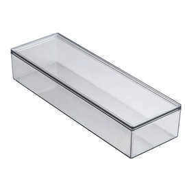 AIYoo Transparent Flatware Tray Kitchen Drawer Organizer With Lid - Plastic Kitchen Cutlery Tray and Utensil Silverware Storage Container with Cover - Dinnerware Holder for Spoons Forks Knives