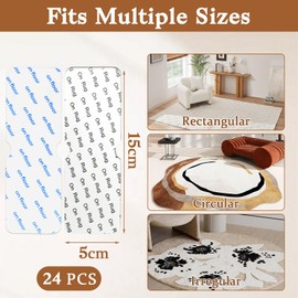 KASURE 24 Pcs Rug Gripper for Laminate Floor, Reusable Carpet Grippers, Anti-Slip Rug Stickers to Stop Rugs Curling, for Wooden, Marble Floors, Tiles (15x5cm)