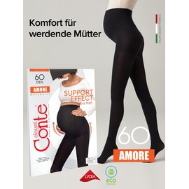 Conte elegant AMORE 60 Stockings for Expectant Mothers - Women's Tights - Maternity Fashion - Maternity Tights - Pregnancy - Belly Support Pregnancy - Tights for Future Mother, nero
