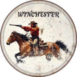 snowsun Metal Signs Western Cowboy Winchester Vintage Tin Sign Funny Aluminum Sign for Home Office Bar Cafe Garden Yard Wall Decoration 8 Round