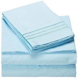 Elegant Comfort 1500 Premier Wrinkle,Fade and Stain Resistant 4-Piece Bed Sheet Set, Deep Pocket, Full Aqua Blue