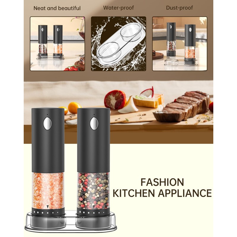 CIRCLE JOY Electric Salt and Pepper Grinder Set Rechargeable Salt